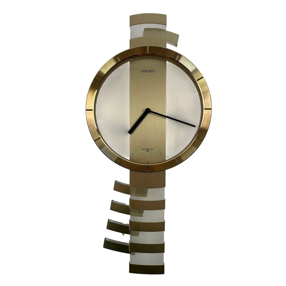 Seiko Wall Clock Gold Tone QPH108G Vintage Oversized Wristwatch Style FOR REPAIR